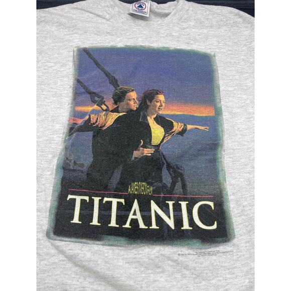 Vtg 90s Titanic Movie Promo T-Shirt Delta Youth Size L